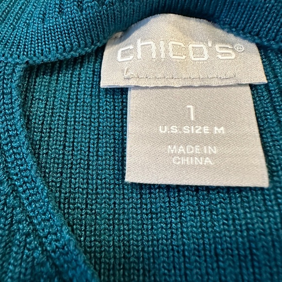 Chico’s cutout turtleneck teal sweater - Picture 3 of 3